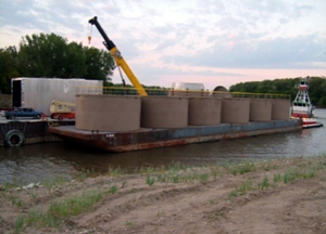 Unloading work being carried out at the completed wharf