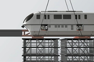 Monorail carriage being carried in on the dummy rail